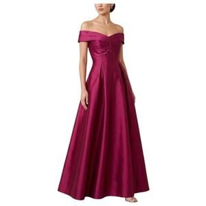 Adrianna Papell Off the Shoulder A-Line Evening Gown Fuchsia Pink Size 2 Dress